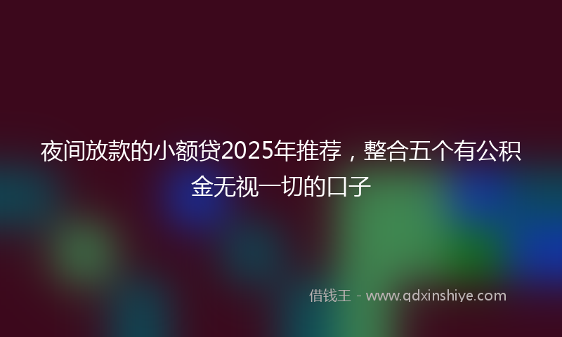 夜间放款的小额贷2025年推荐，整合五个有公积金无视一切的口子