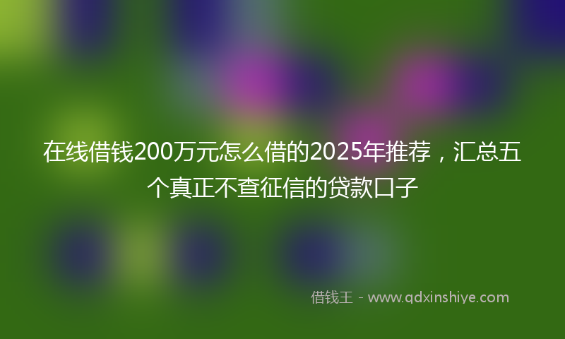 在线借钱200万元怎么借的2025年推荐，汇总五个真正不查征信的贷款口子