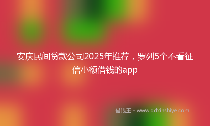安庆民间贷款公司2025年推荐，罗列5个不看征信小额借钱的app