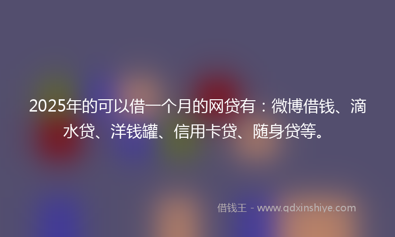 2025年的可以借一个月的网贷有：微博借钱、滴水贷、洋钱罐、信用卡贷、随身贷等。