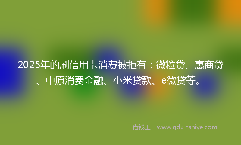 2025年的刷信用卡消费被拒有：微粒贷、惠商贷、中原消费金融、小米贷款、e微贷等。