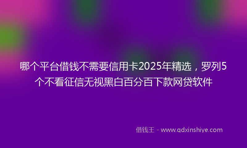 哪个平台借钱不需要信用卡2025年精选，罗列5个不看征信无视黑白百分百下款网贷软件