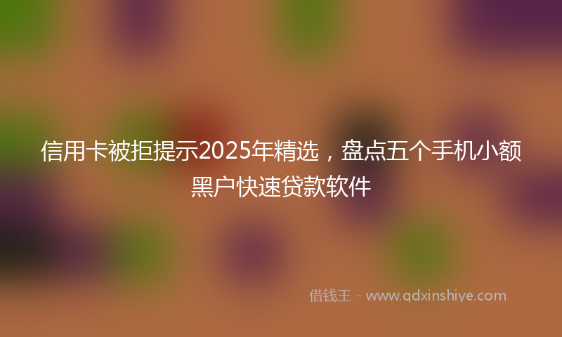 信用卡被拒提示2025年精选，盘点五个手机小额黑户快速贷款软件
