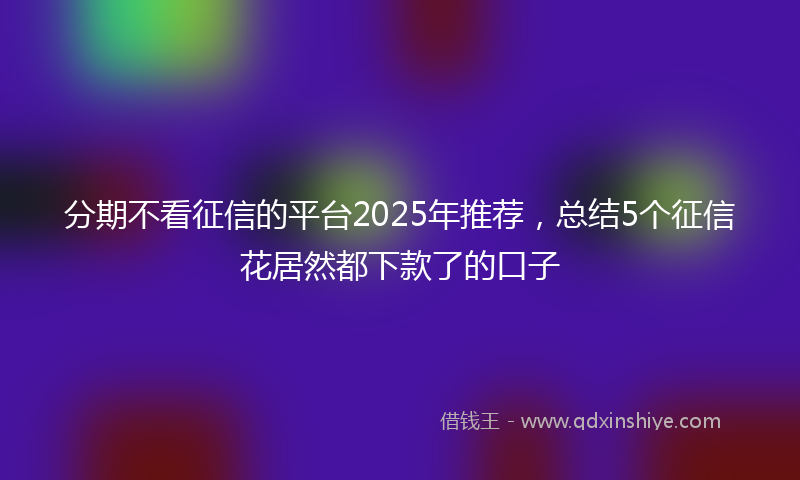 分期不看征信的平台2025年推荐，总结5个征信花居然都下款了的口子