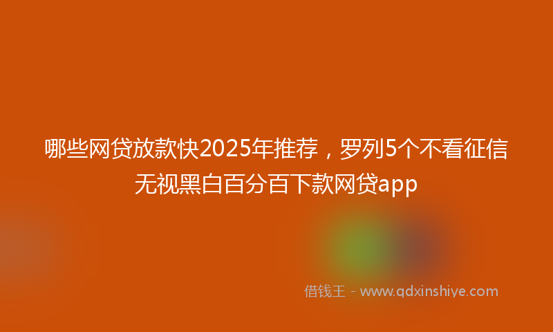 哪些网贷放款快2025年推荐，罗列5个不看征信无视黑白百分百下款网贷app