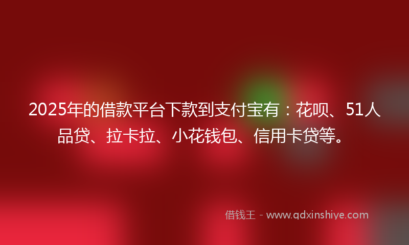 2025年的借款平台下款到支付宝有：花呗、51人品贷、拉卡拉、小花钱包、信用卡贷等。