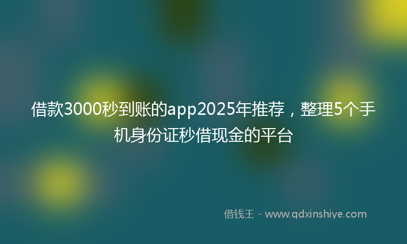 借款3000秒到账的app2025年推荐，整理5个手机身份证秒借现金的平台
