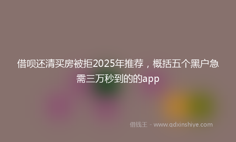 借呗还清买房被拒2025年推荐，概括五个黑户急需三万秒到的的app