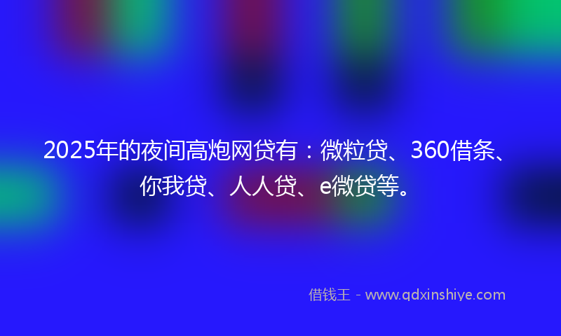 2025年的夜间高炮网贷有：微粒贷、360借条、你我贷、人人贷、e微贷等。