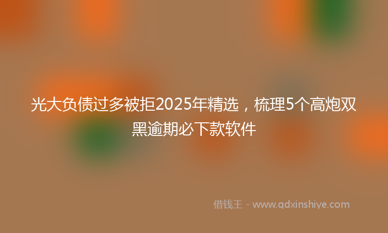 光大负债过多被拒2025年精选，梳理5个高炮双黑逾期必下款软件
