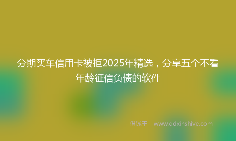 分期买车信用卡被拒2025年精选，分享五个不看年龄征信负债的软件