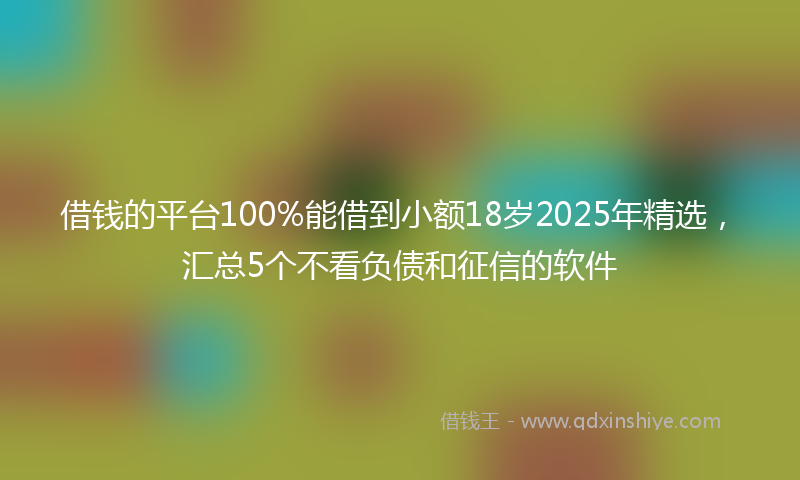 借钱的平台100%能借到小额18岁2025年精选，汇总5个不看负债和征信的软件