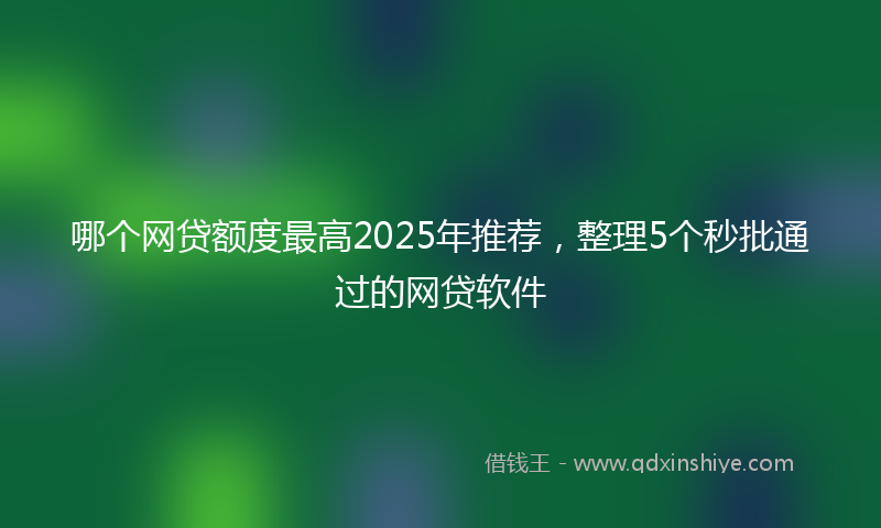 哪个网贷额度最高2025年推荐，整理5个秒批通过的网贷软件