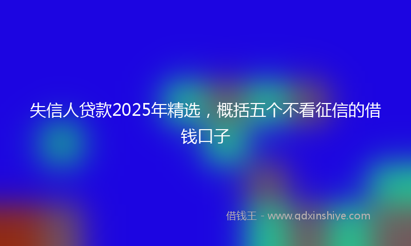 失信人贷款2025年精选，概括五个不看征信的借钱口子