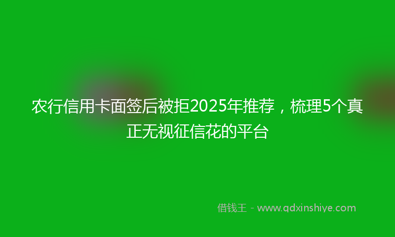 农行信用卡面签后被拒2025年推荐，梳理5个真正无视征信花的平台