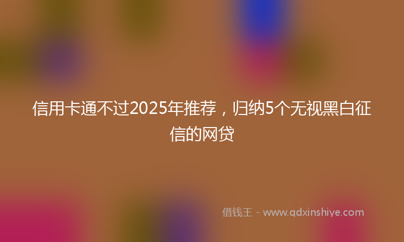信用卡通不过2025年推荐，归纳5个无视黑白征信的网贷