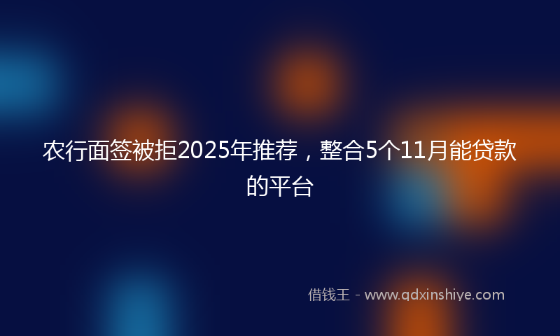 农行面签被拒2025年推荐，整合5个11月能贷款的平台