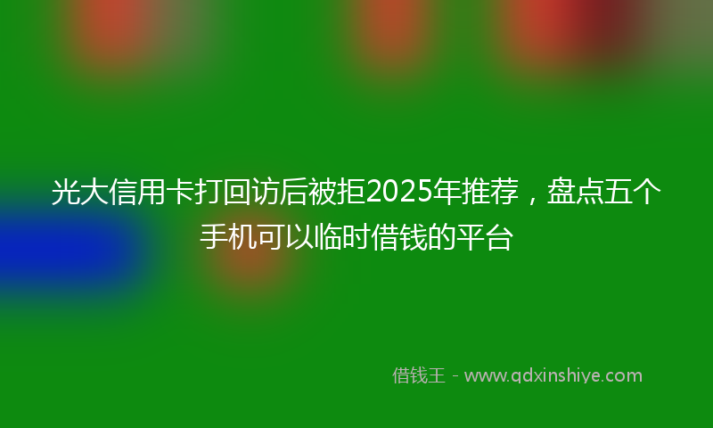 光大信用卡打回访后被拒2025年推荐，盘点五个手机可以临时借钱的平台
