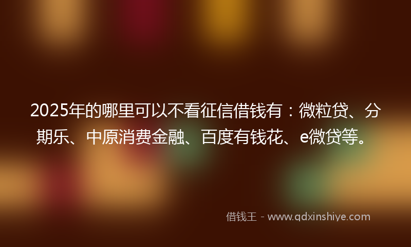 2025年的哪里可以不看征信借钱有：微粒贷、分期乐、中原消费金融、百度有钱花、e微贷等。