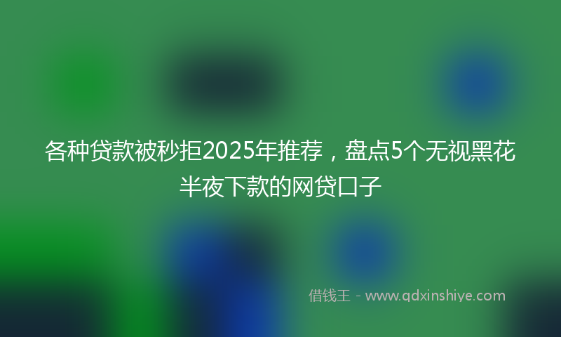 各种贷款被秒拒2025年推荐，盘点5个无视黑花半夜下款的网贷口子
