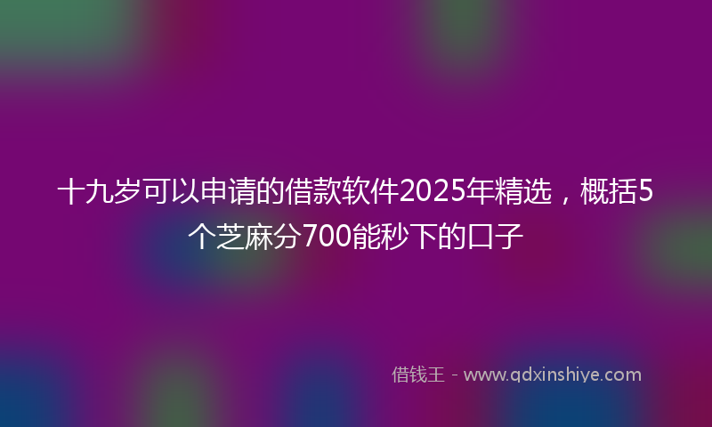十九岁可以申请的借款软件2025年精选，概括5个芝麻分700能秒下的口子