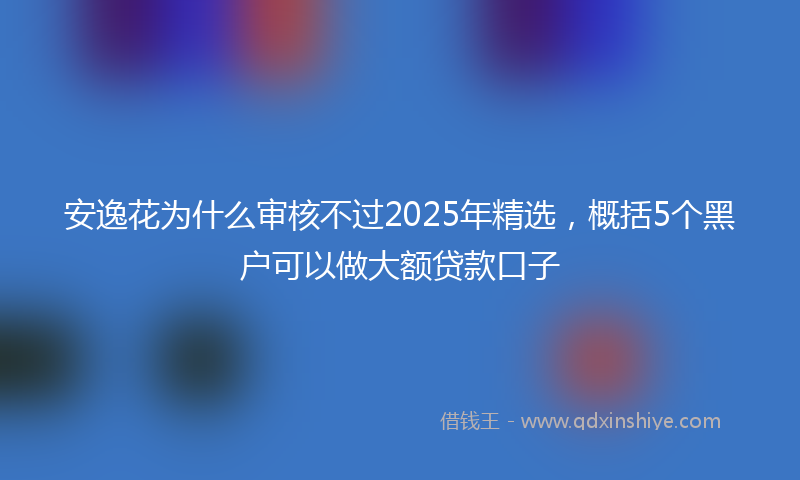 安逸花为什么审核不过2025年精选，概括5个黑户可以做大额贷款口子