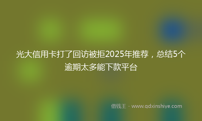 光大信用卡打了回访被拒2025年推荐，总结5个逾期太多能下款平台
