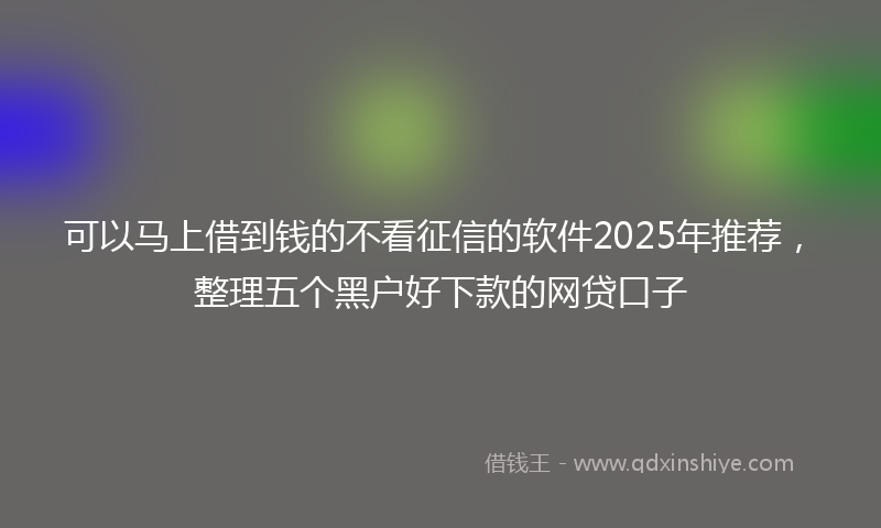 可以马上借到钱的不看征信的软件2025年推荐，整理五个黑户好下款的网贷口子