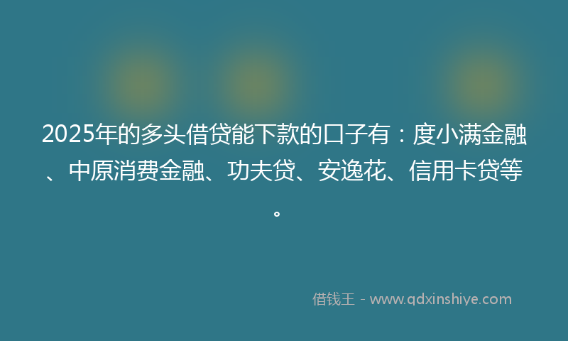 2025年的多头借贷能下款的口子有：度小满金融、中原消费金融、功夫贷、安逸花、信用卡贷等。