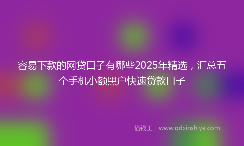 容易下款的网贷口子有哪些2025年精选，汇总五个手机小额黑户快速贷款口子