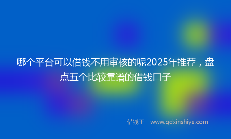 哪个平台可以借钱不用审核的呢2025年推荐，盘点五个比较靠谱的借钱口子