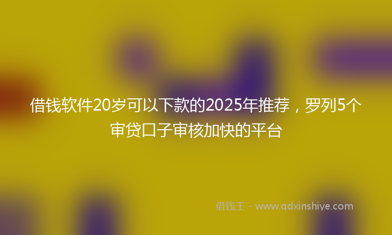 借钱软件20岁可以下款的2025年推荐，罗列5个审贷口子审核加快的平台