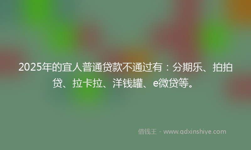 2025年的宜人普通贷款不通过有：分期乐、拍拍贷、拉卡拉、洋钱罐、e微贷等。