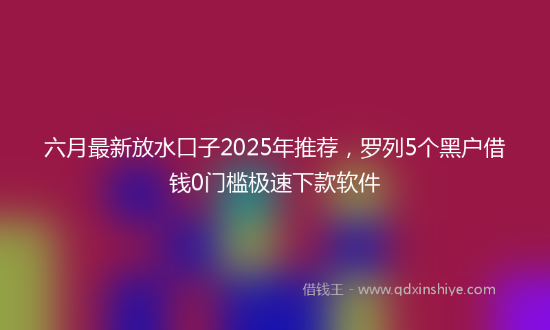 六月最新放水口子2025年推荐，罗列5个黑户借钱0门槛极速下款软件