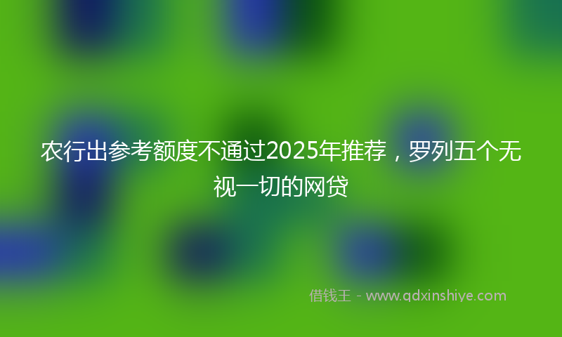 农行出参考额度不通过2025年推荐，罗列五个无视一切的网贷