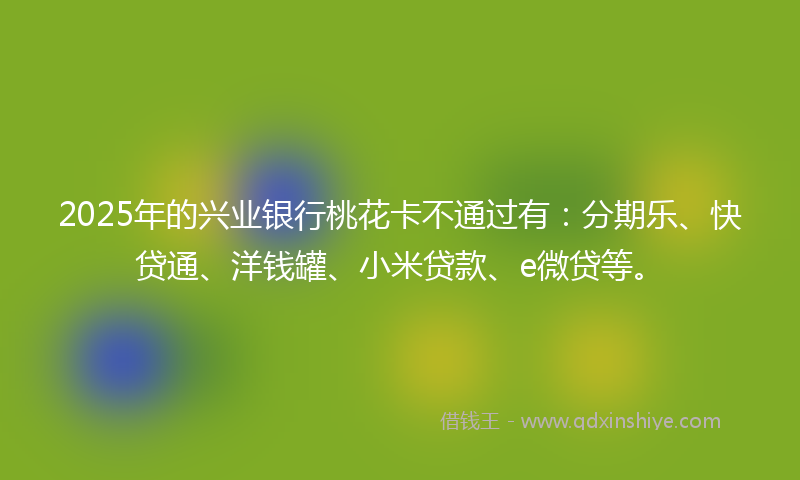 2025年的兴业银行桃花卡不通过有：分期乐、快贷通、洋钱罐、小米贷款、e微贷等。