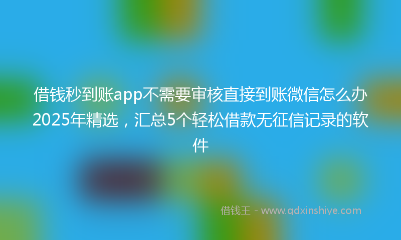借钱秒到账app不需要审核直接到账微信怎么办2025年精选，汇总5个轻松借款无征信记录的软件