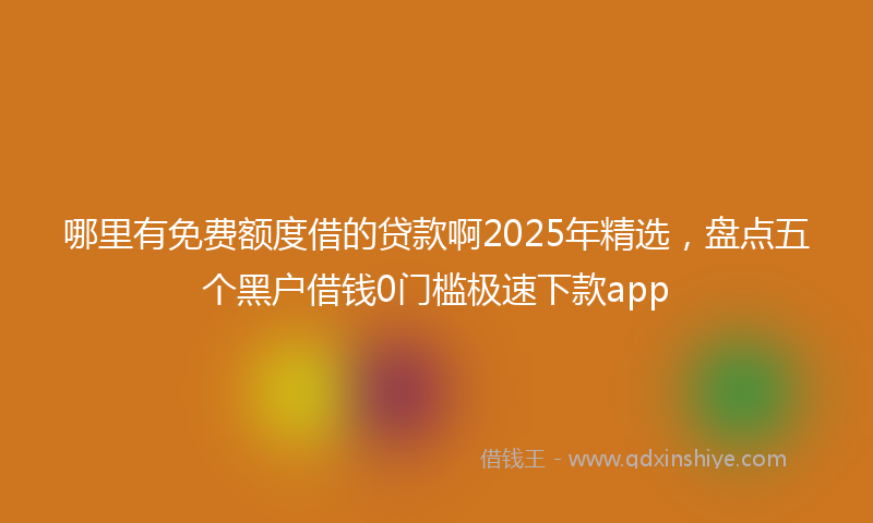 哪里有免费额度借的贷款啊2025年精选，盘点五个黑户借钱0门槛极速下款app
