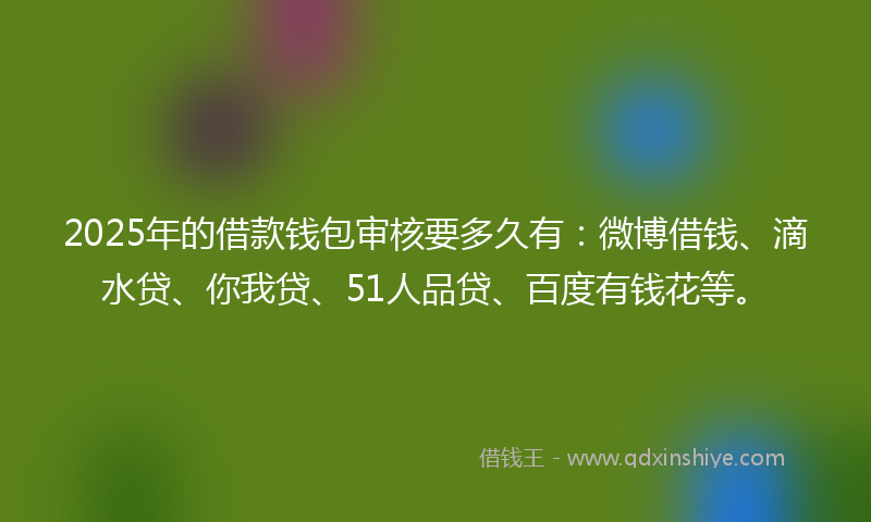 2025年的借款钱包审核要多久有：微博借钱、滴水贷、你我贷、51人品贷、百度有钱花等。
