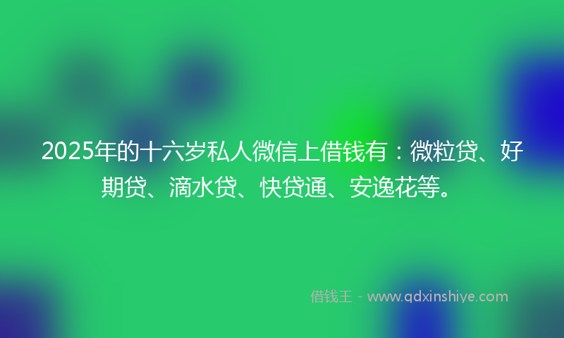 2025年的十六岁私人微信上借钱有：微粒贷、好期贷、滴水贷、快贷通、安逸花等。