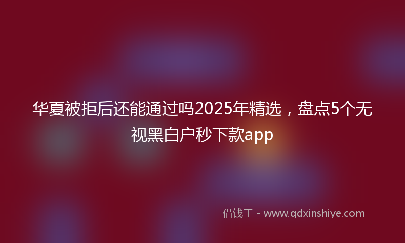 华夏被拒后还能通过吗2025年精选，盘点5个无视黑白户秒下款app