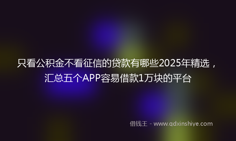 只看公积金不看征信的贷款有哪些2025年精选，汇总五个APP容易借款1万块的平台