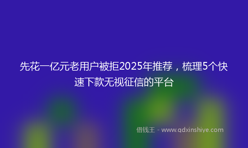 先花一亿元老用户被拒2025年推荐，梳理5个快速下款无视征信的平台