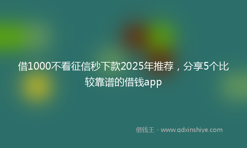 借1000不看征信秒下款2025年推荐，分享5个比较靠谱的借钱app