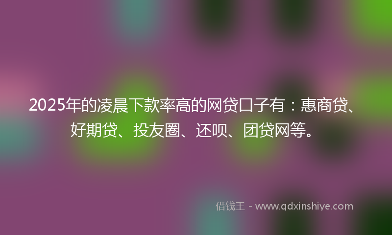 2025年的凌晨下款率高的网贷口子有：惠商贷、好期贷、投友圈、还呗、团贷网等。