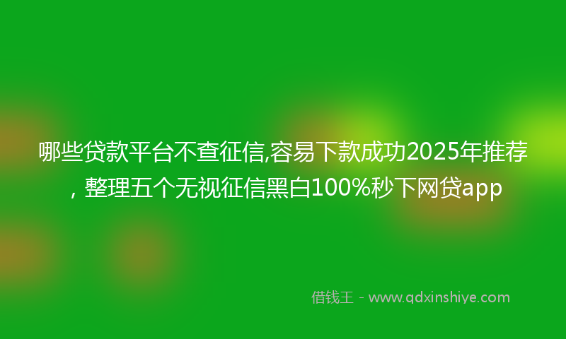 哪些贷款平台不查征信,容易下款成功2025年推荐，整理五个无视征信黑白100%秒下网贷app