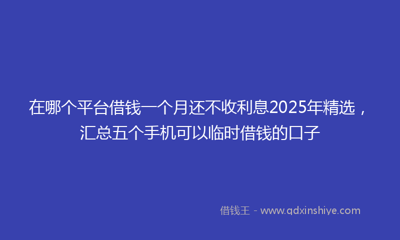 在哪个平台借钱一个月还不收利息2025年精选，汇总五个手机可以临时借钱的口子