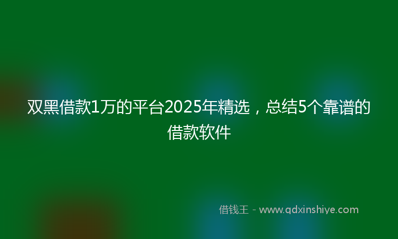 双黑借款1万的平台2025年精选，总结5个靠谱的借款软件