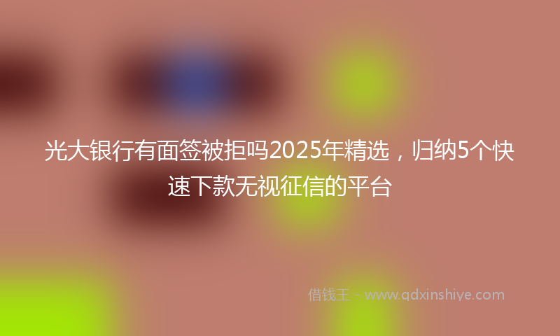 光大银行有面签被拒吗2025年精选，归纳5个快速下款无视征信的平台