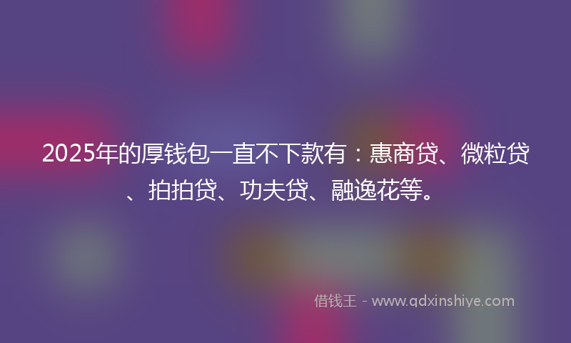 2025年的厚钱包一直不下款有：惠商贷、微粒贷、拍拍贷、功夫贷、融逸花等。